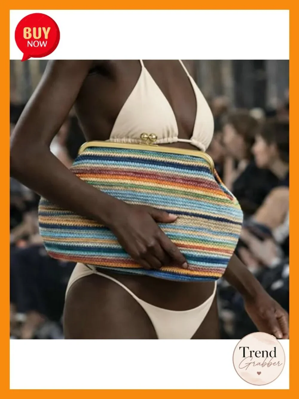Straw Hobo Shoulder Bag Tote Satchel Kiss Lock Beach Summer Purse